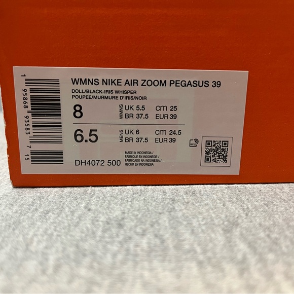 Nike  Air Zoom Pegasus 39 Doll Black Purple Women's Size 8 DH4072-500 - Picture 11 of 11